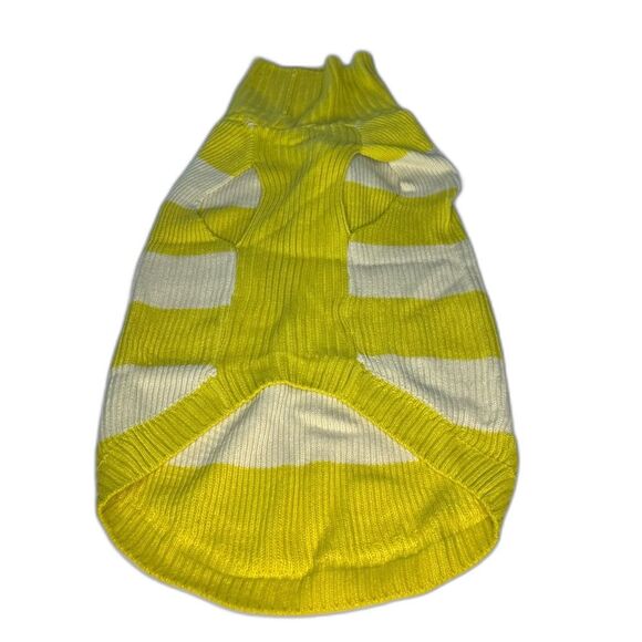 Boots & Barkley Mustard & Cream Stripe Cable Knit Dog or Cat Sweater Large New! - Picture 3 of 12